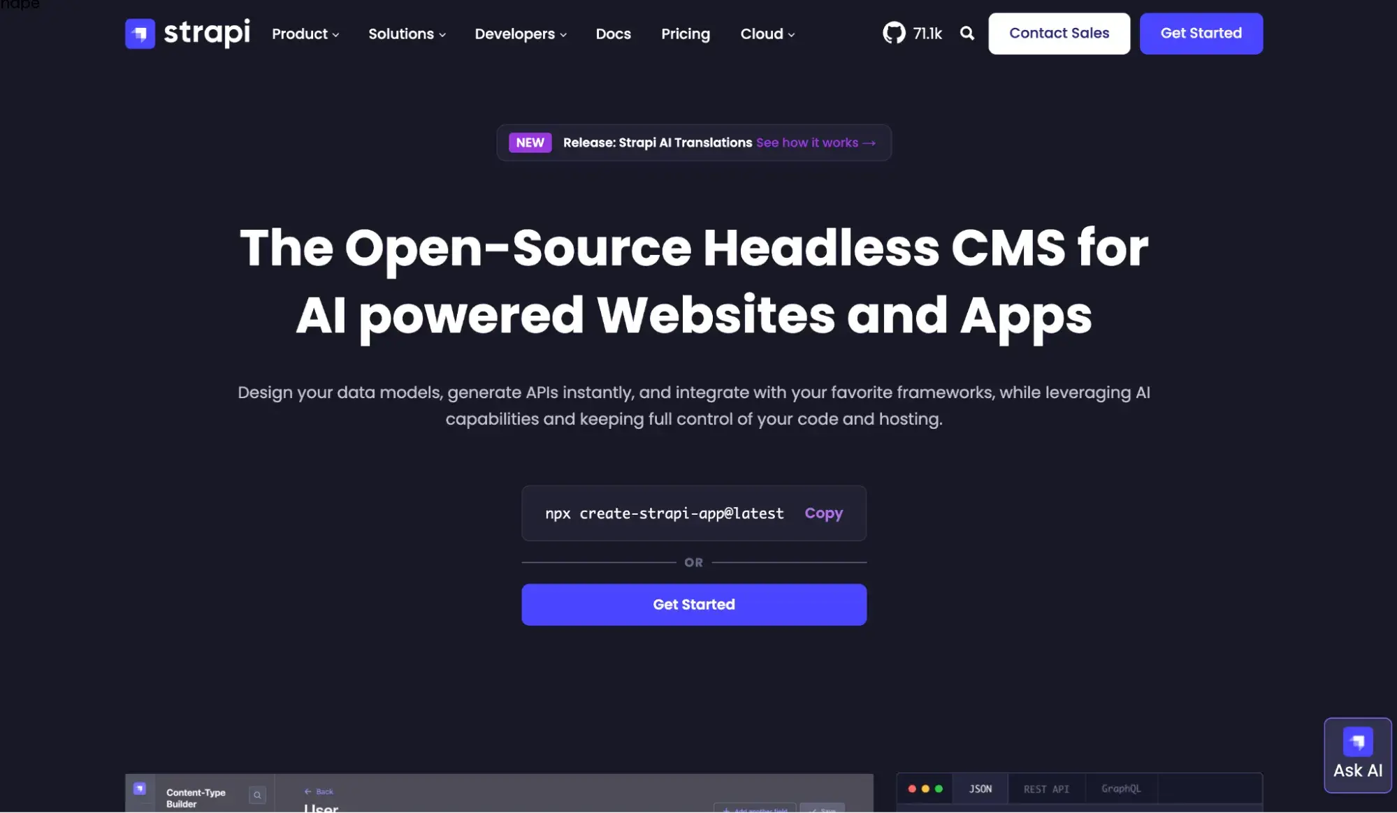 headless cms vendors: strapi
