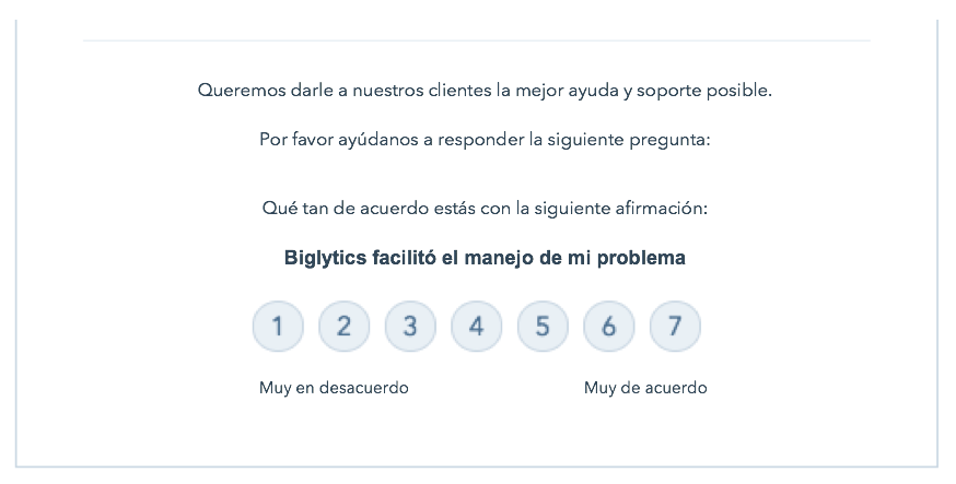 Aspecto de una encuesta que usa Customer Effort Score o CES