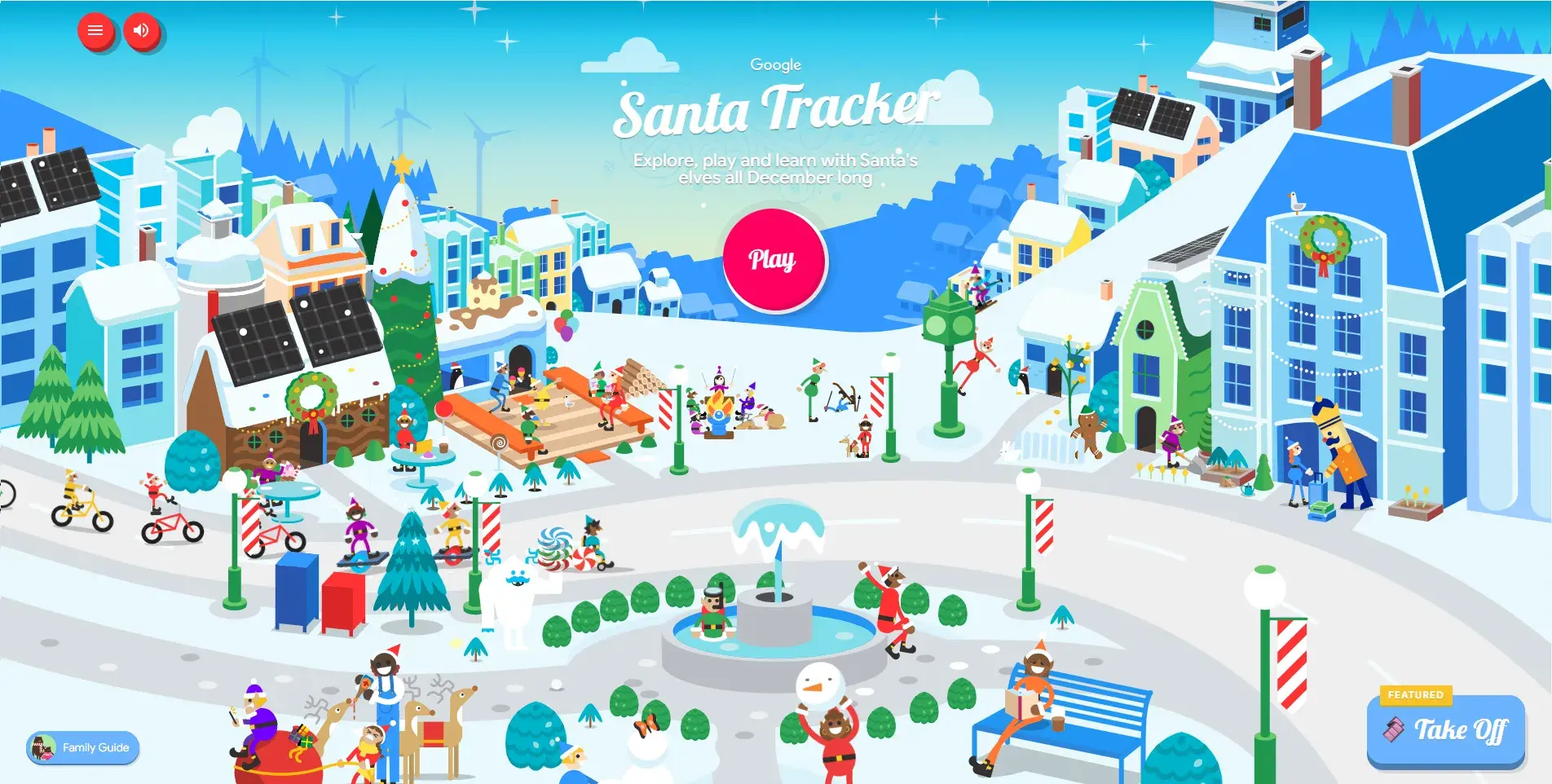 Image showing Googles Santa Tracker from past years.