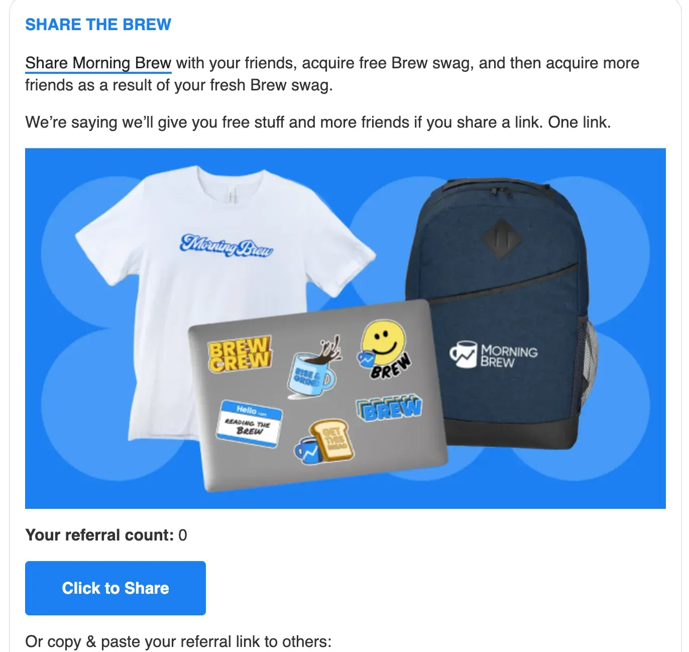 how to ask for referrals: referral email example from morning brew