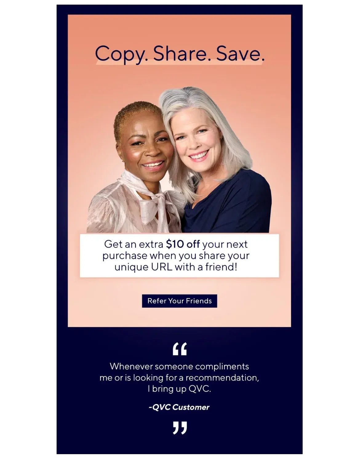 how to ask for referrals: referral email example from qvc