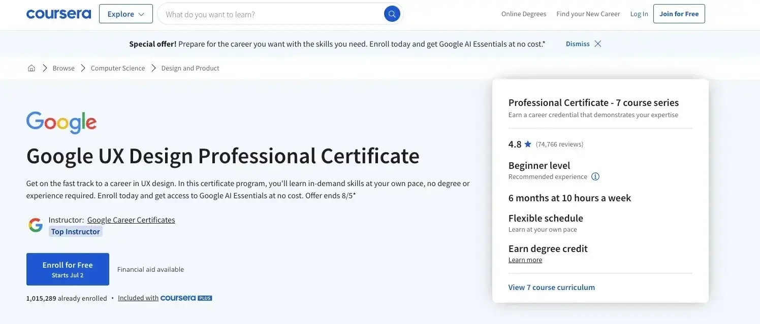 ux design course certificate