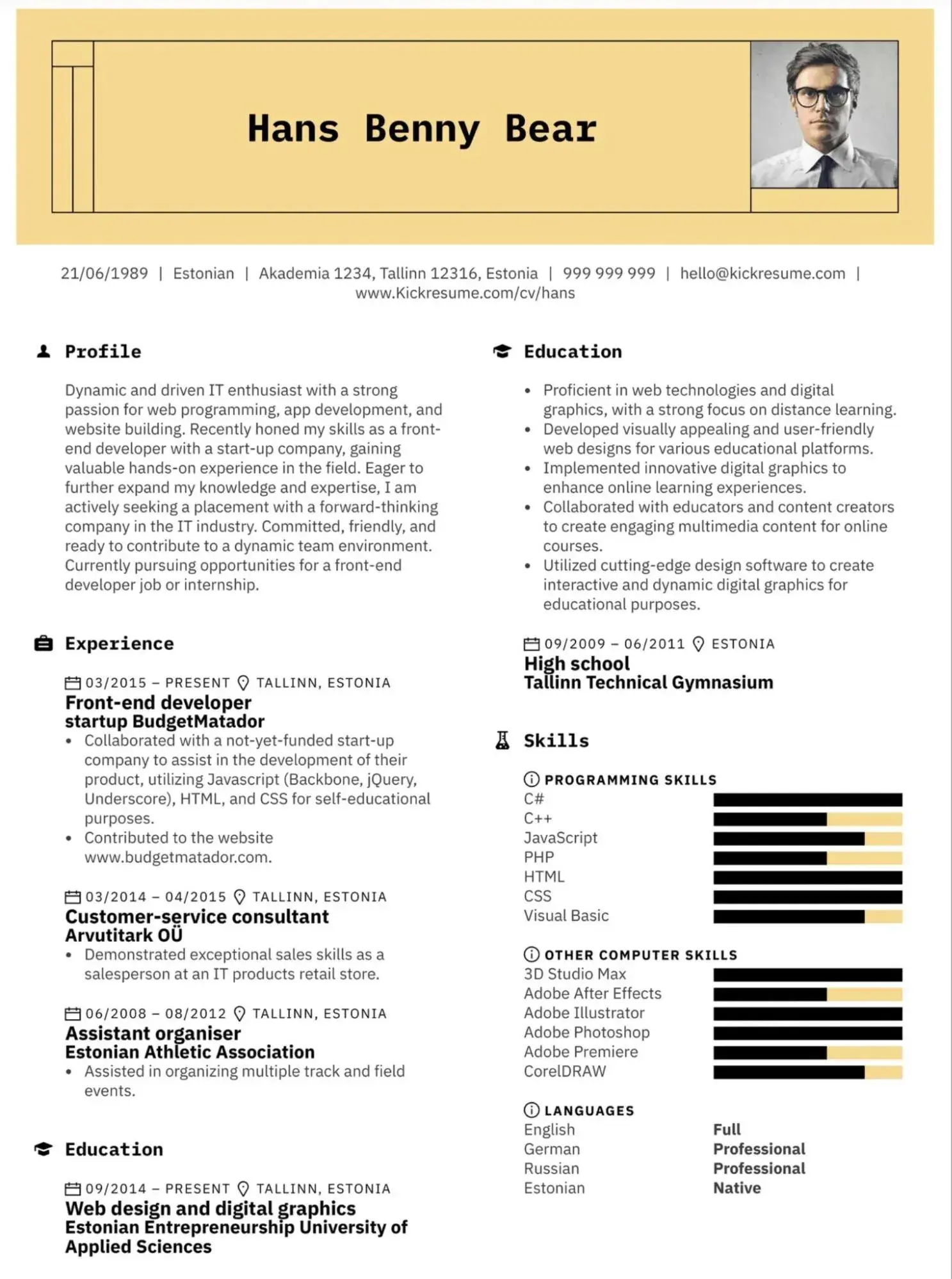 an example of a technical resume