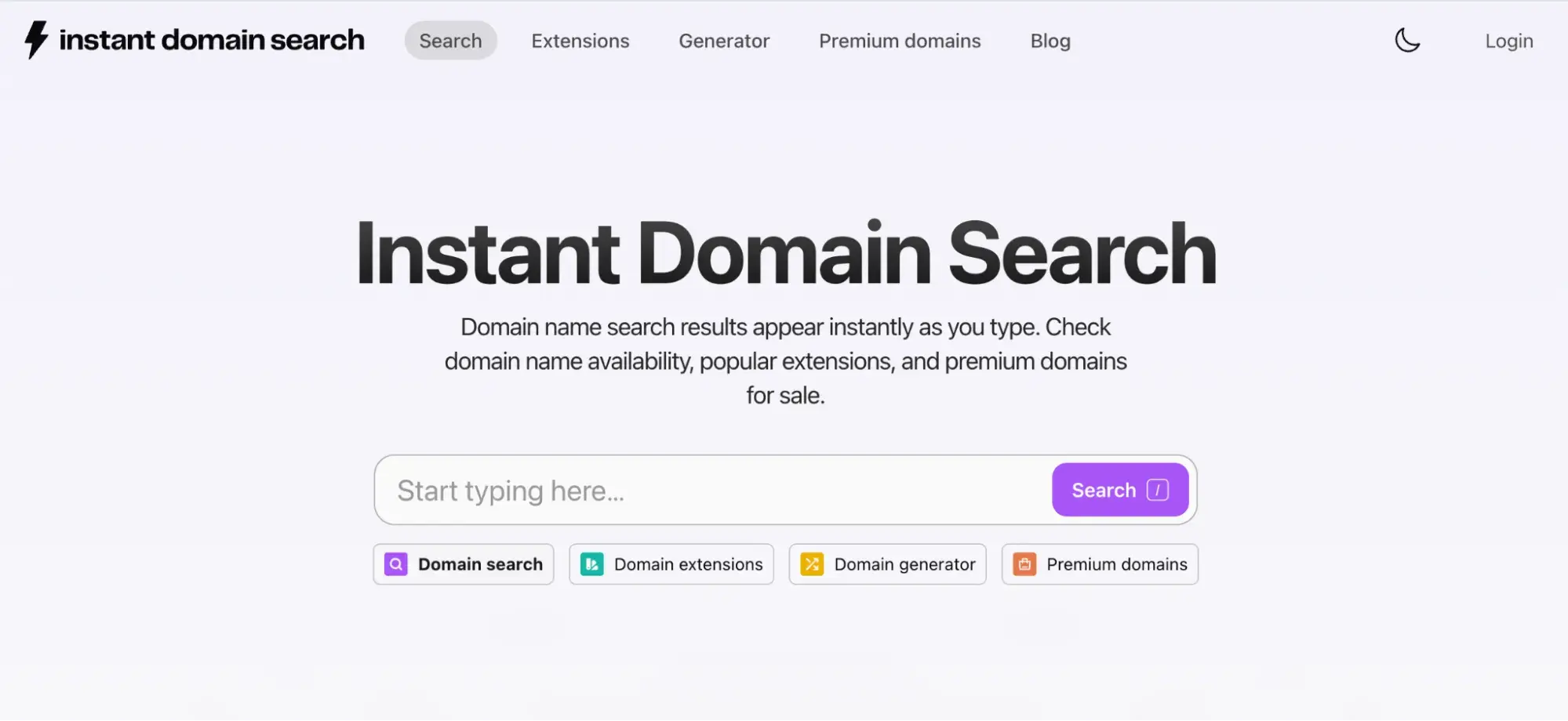 instant domain search website