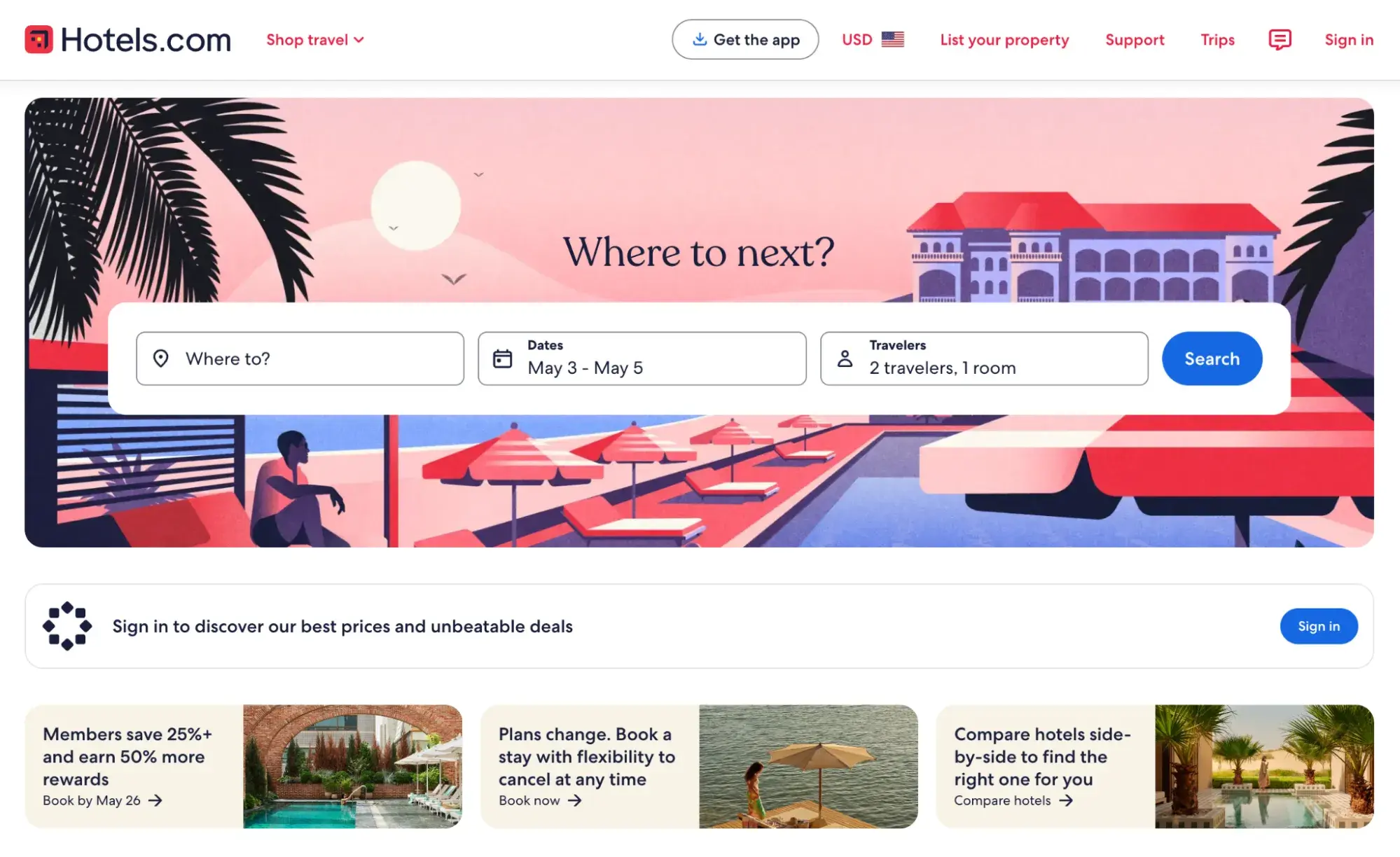 hotels.com website