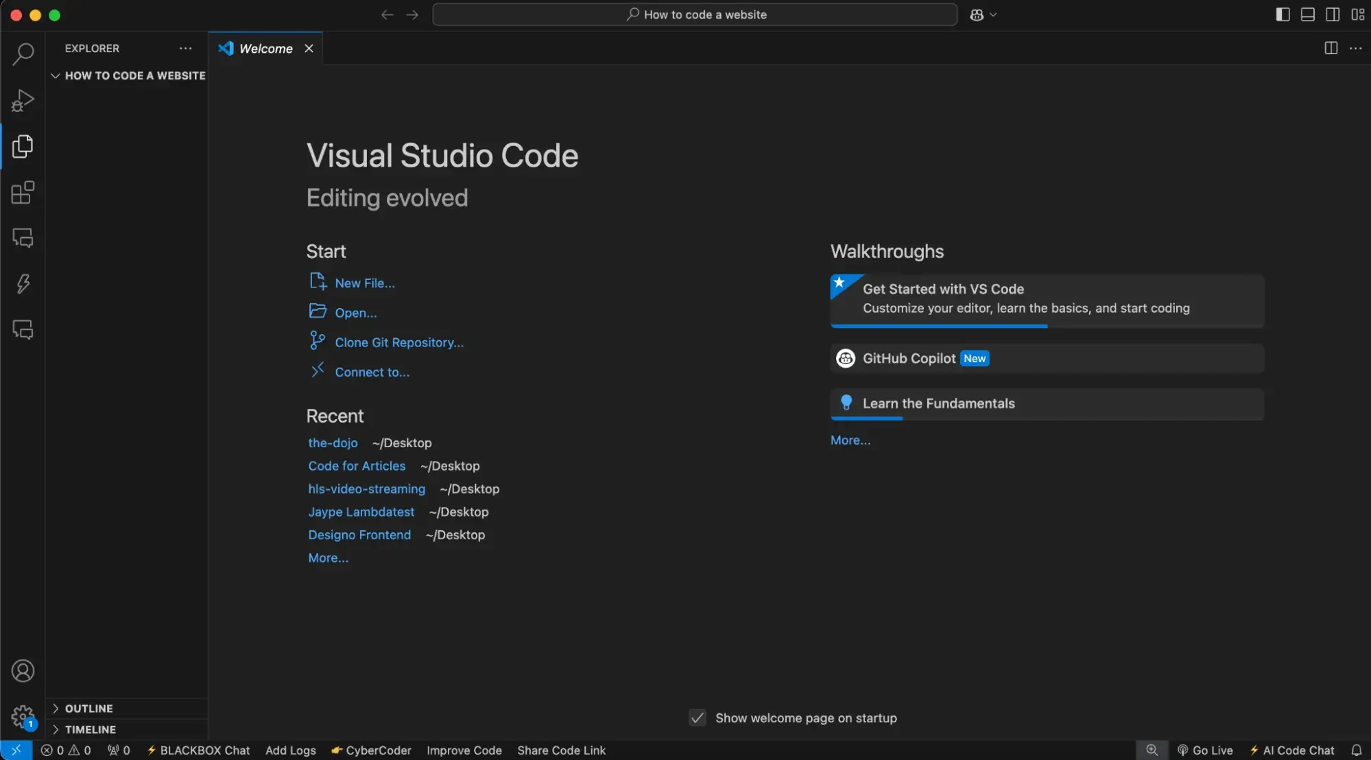 how to code a website: visual studio code