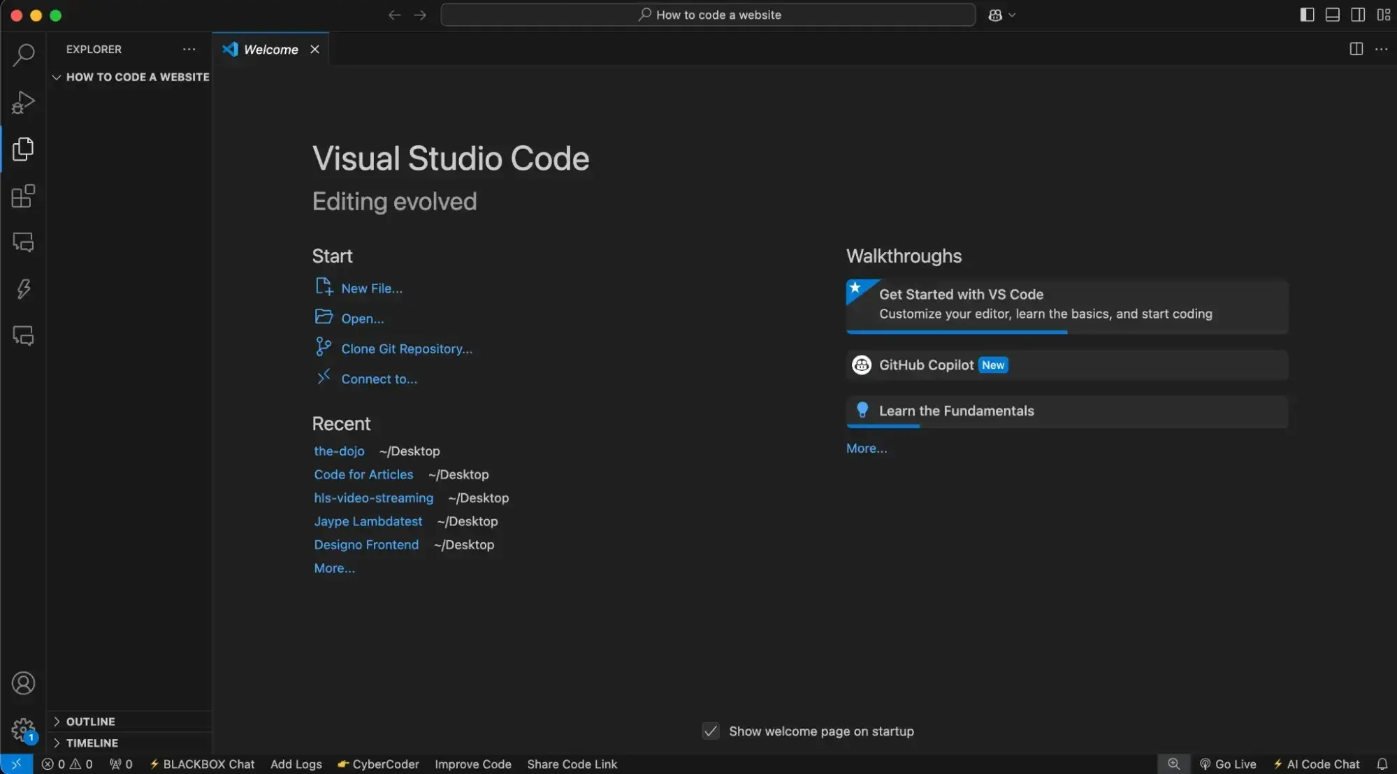 how to code a website: visual studio code