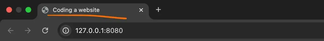 website coding: where your website title will appear in users' browsers.