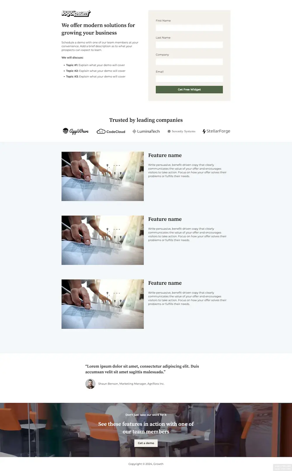 click through hubspot html css landing page template