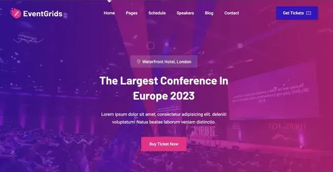 eventgrids html css landing page template