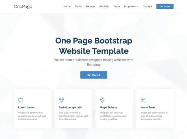 one page bootstrap website landing page template