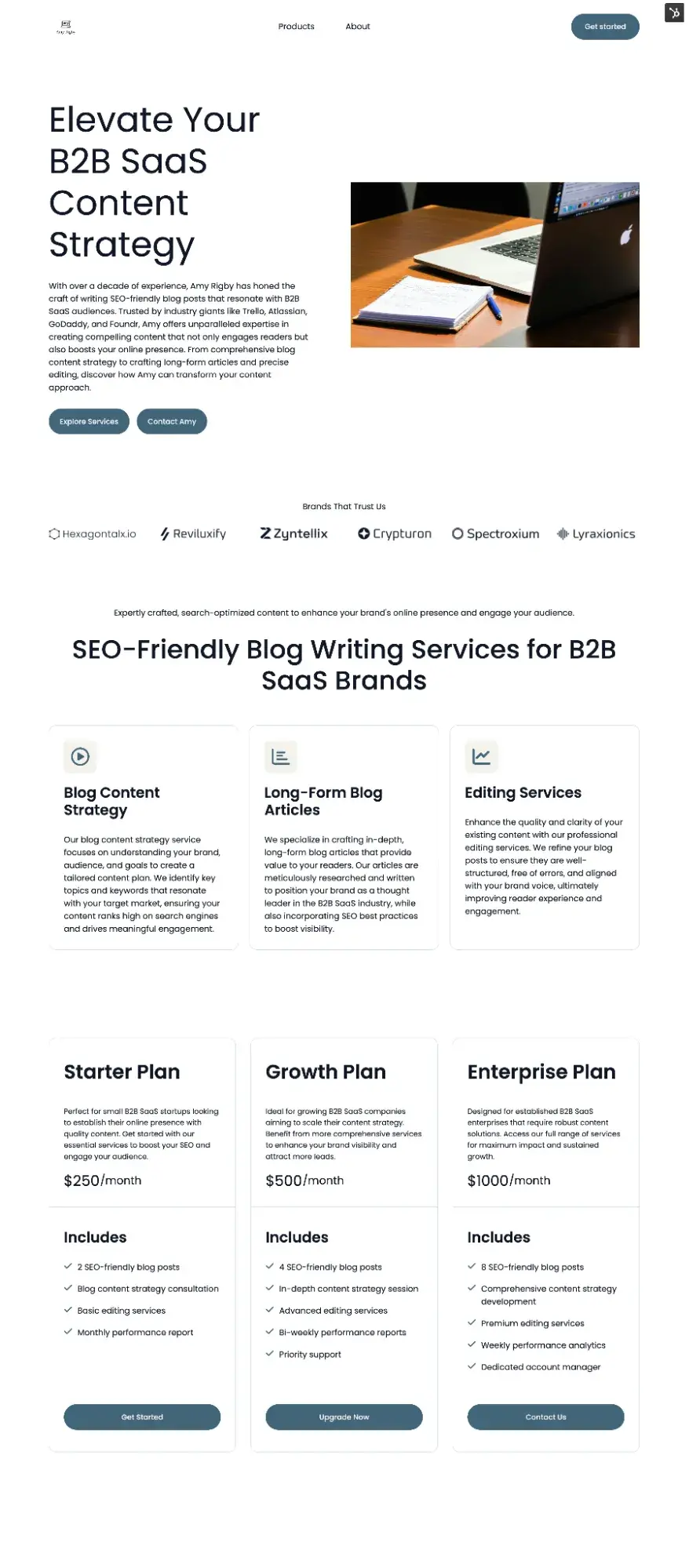 a freelance writing business website generated by hubspots ai website builder