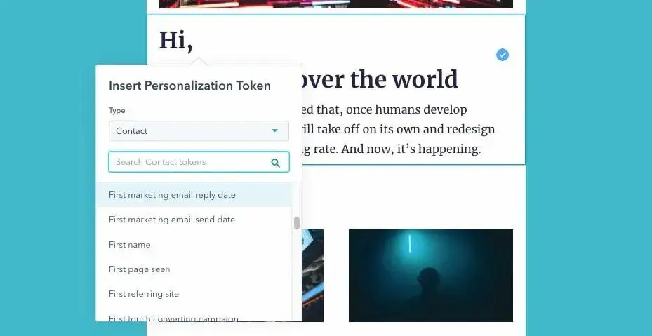 screencap from hubspots content creator.