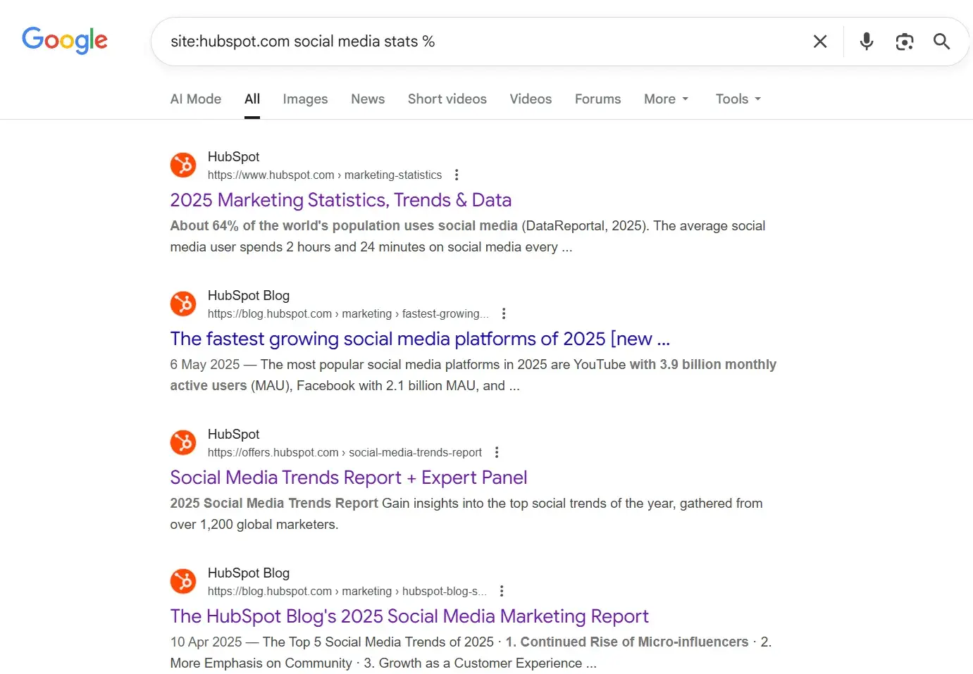 example of how marketers can use the site search to research stats