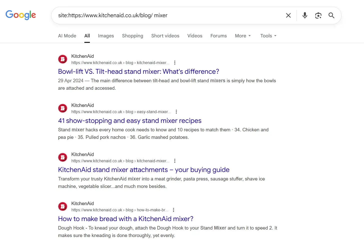 example of how marketers can use google site search to look at competitor content