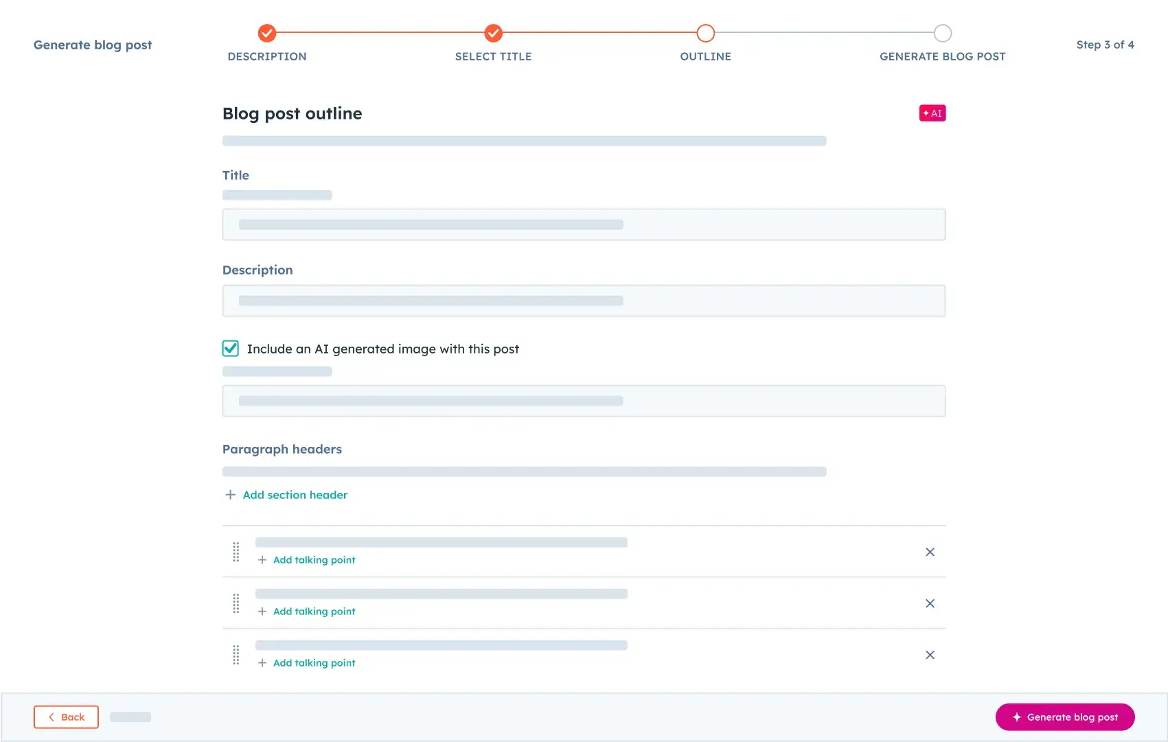 Screenshot showing what the blog article generator looks for ̽ѡs Breeze AI.
