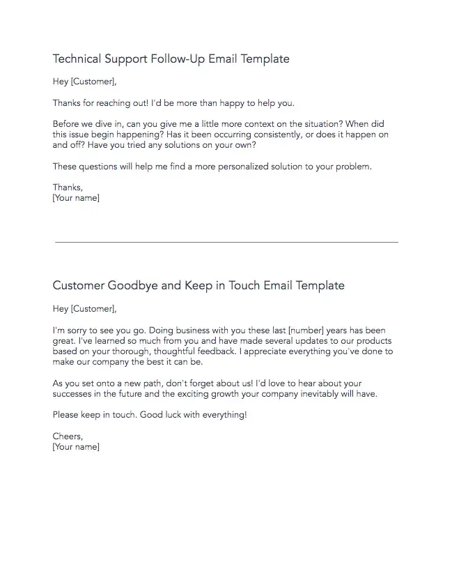 how to improve customer service email template example from hubspot