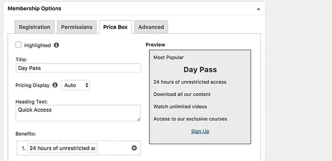 memberpress membership options settings