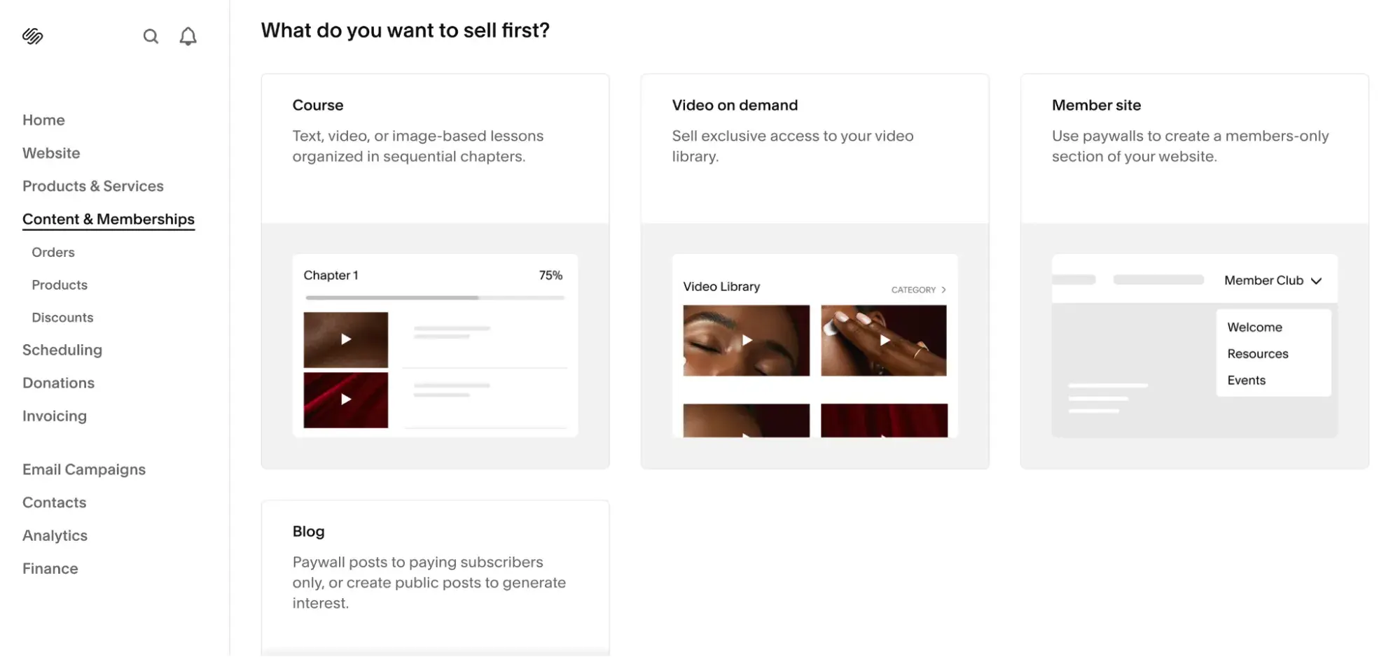 squarespace content &amp; memberships settings