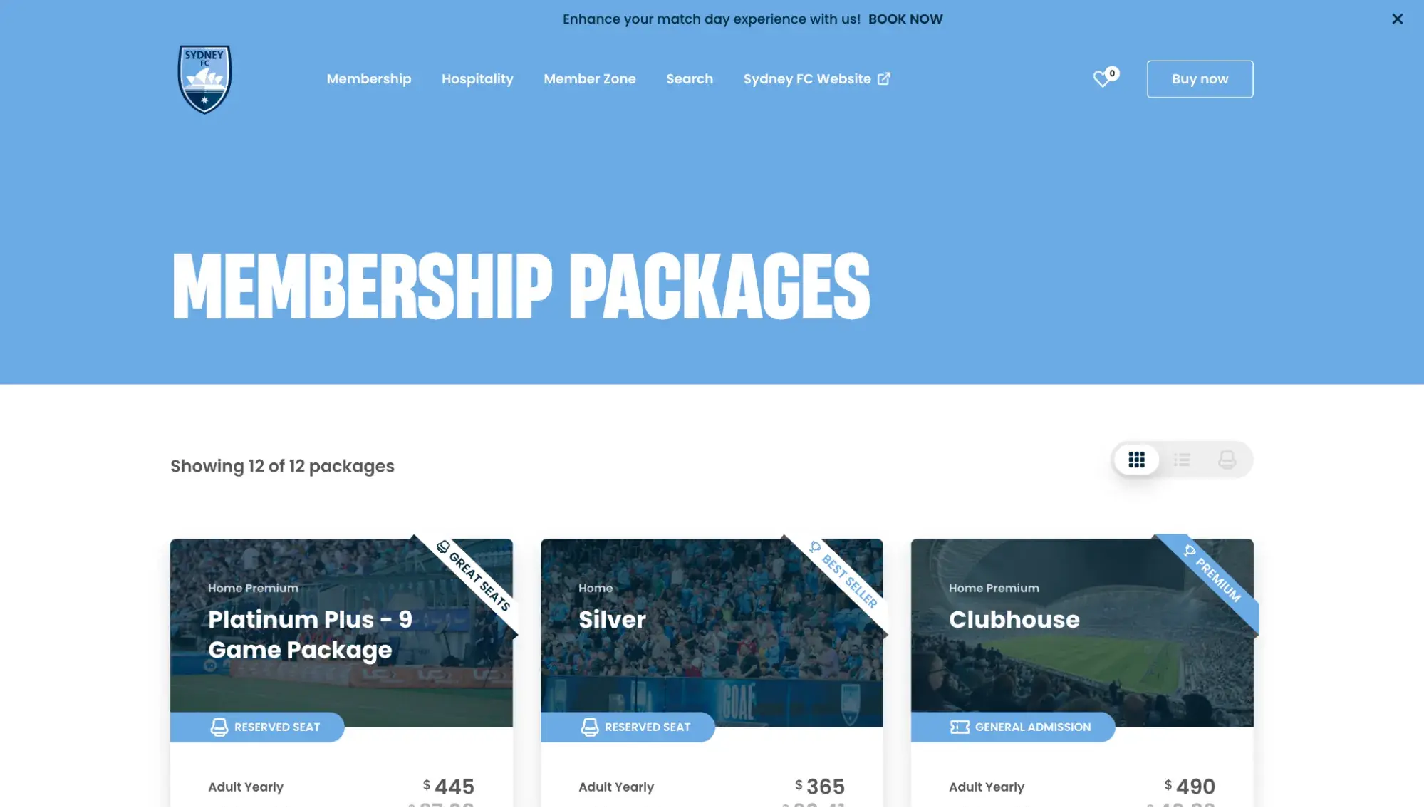 membership website example: sydney fc
