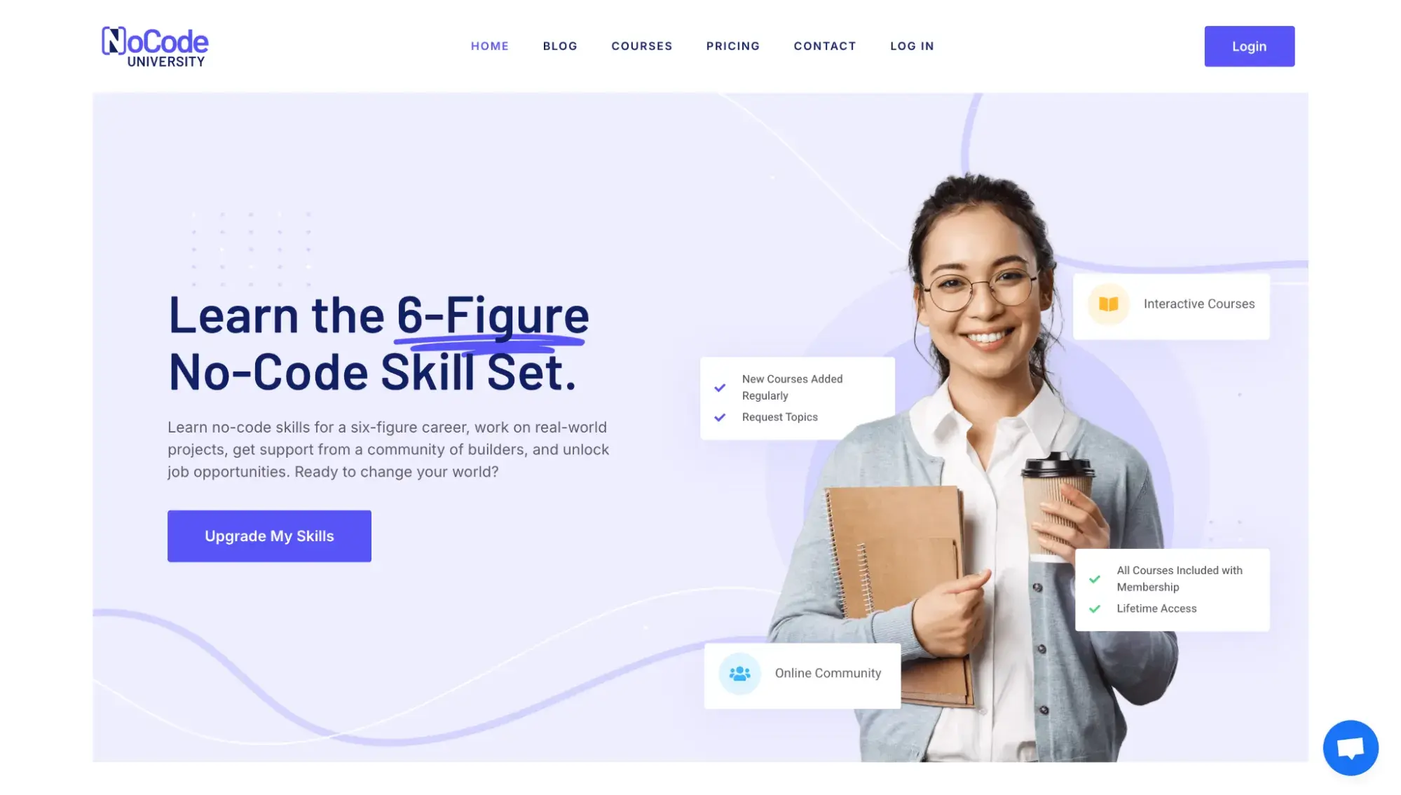 membership website example: nocode university