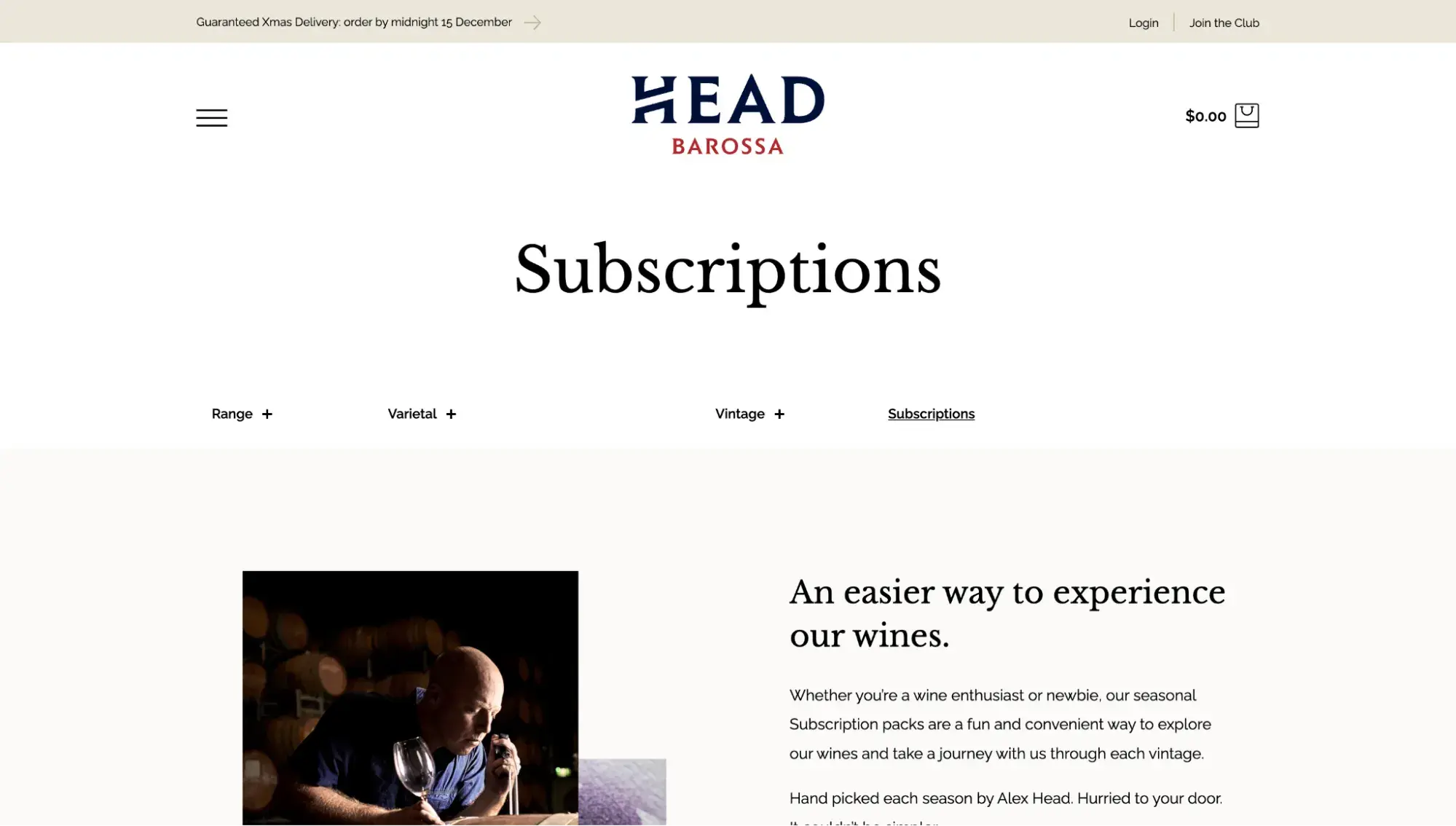 membership website example: head wines