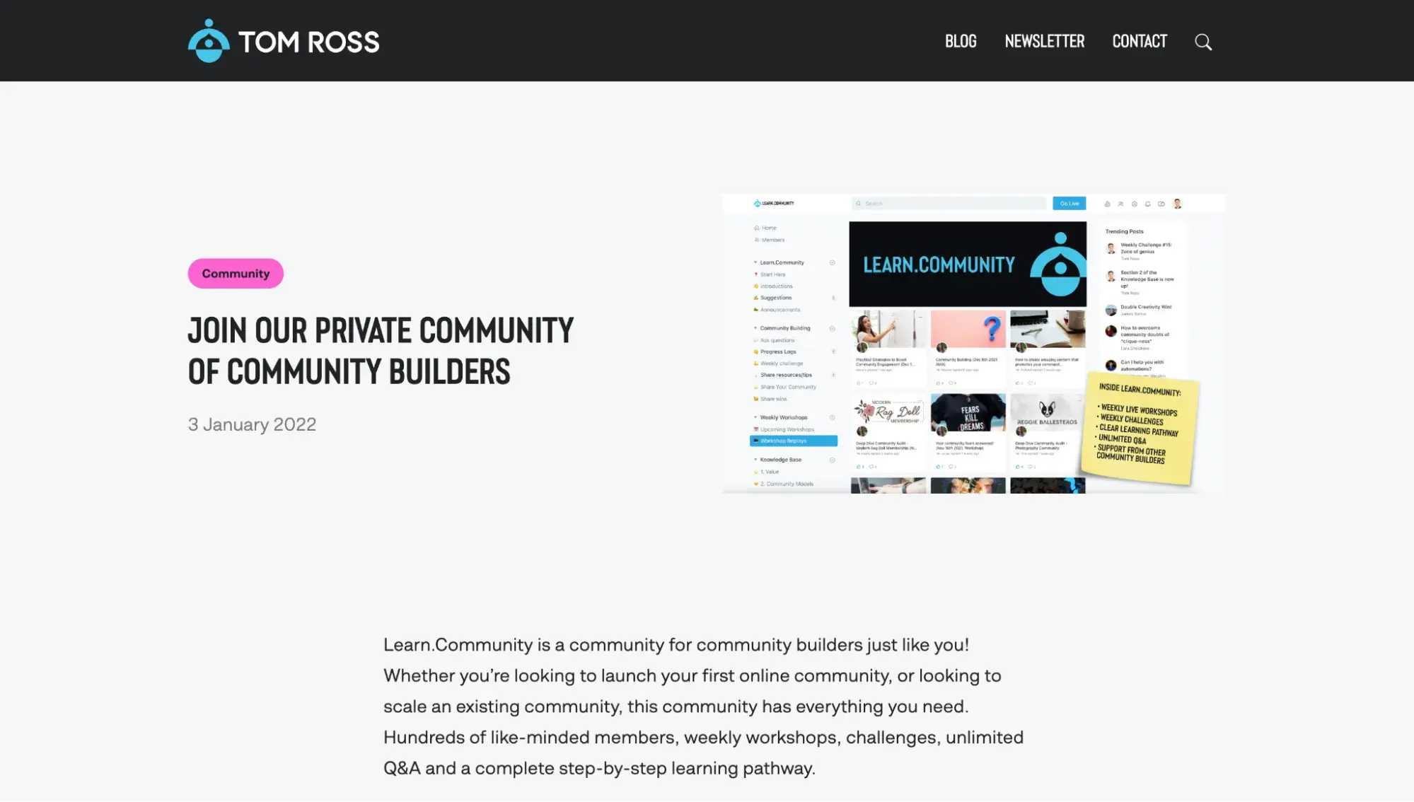 membership website example: learn.community