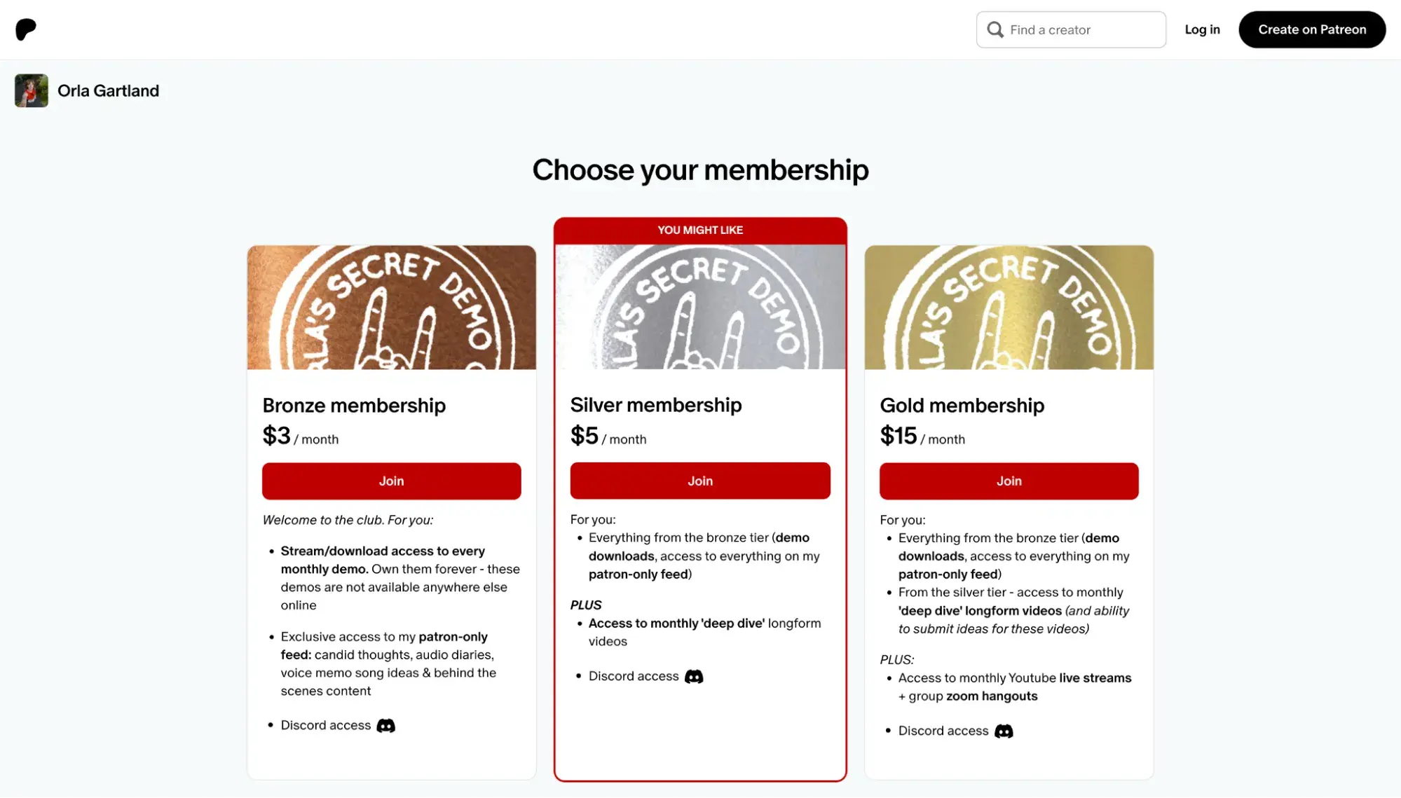 orla gartland patreon membership