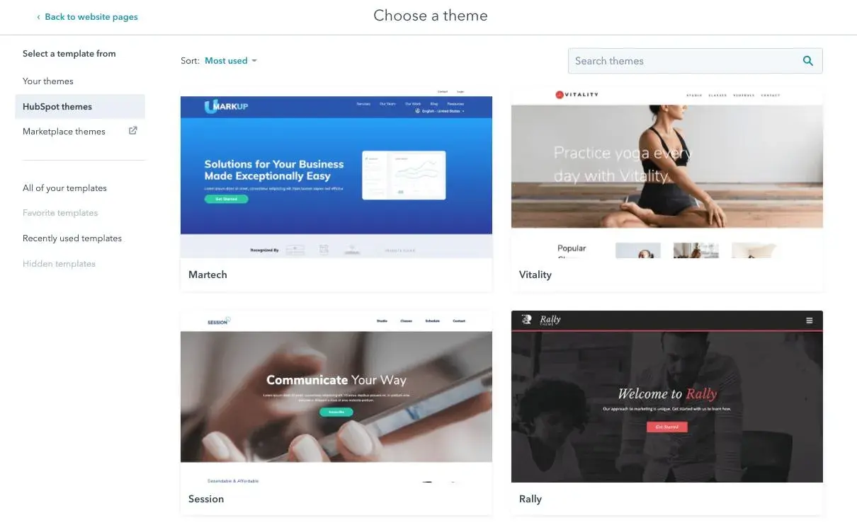 How to build a website: Select a template from prefilled ̽ѡ themes.