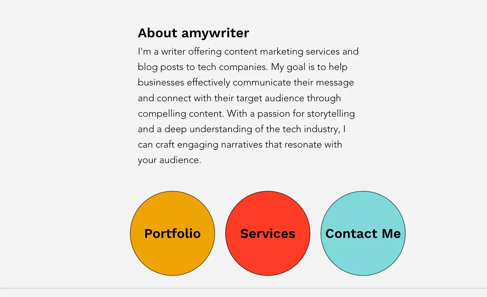 wix ai-generated text on a writer website