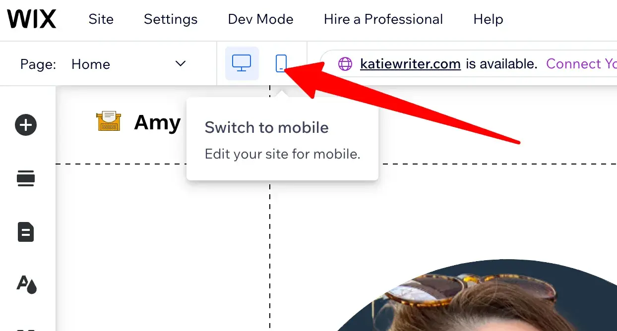 wix editor switching to mobile version of site