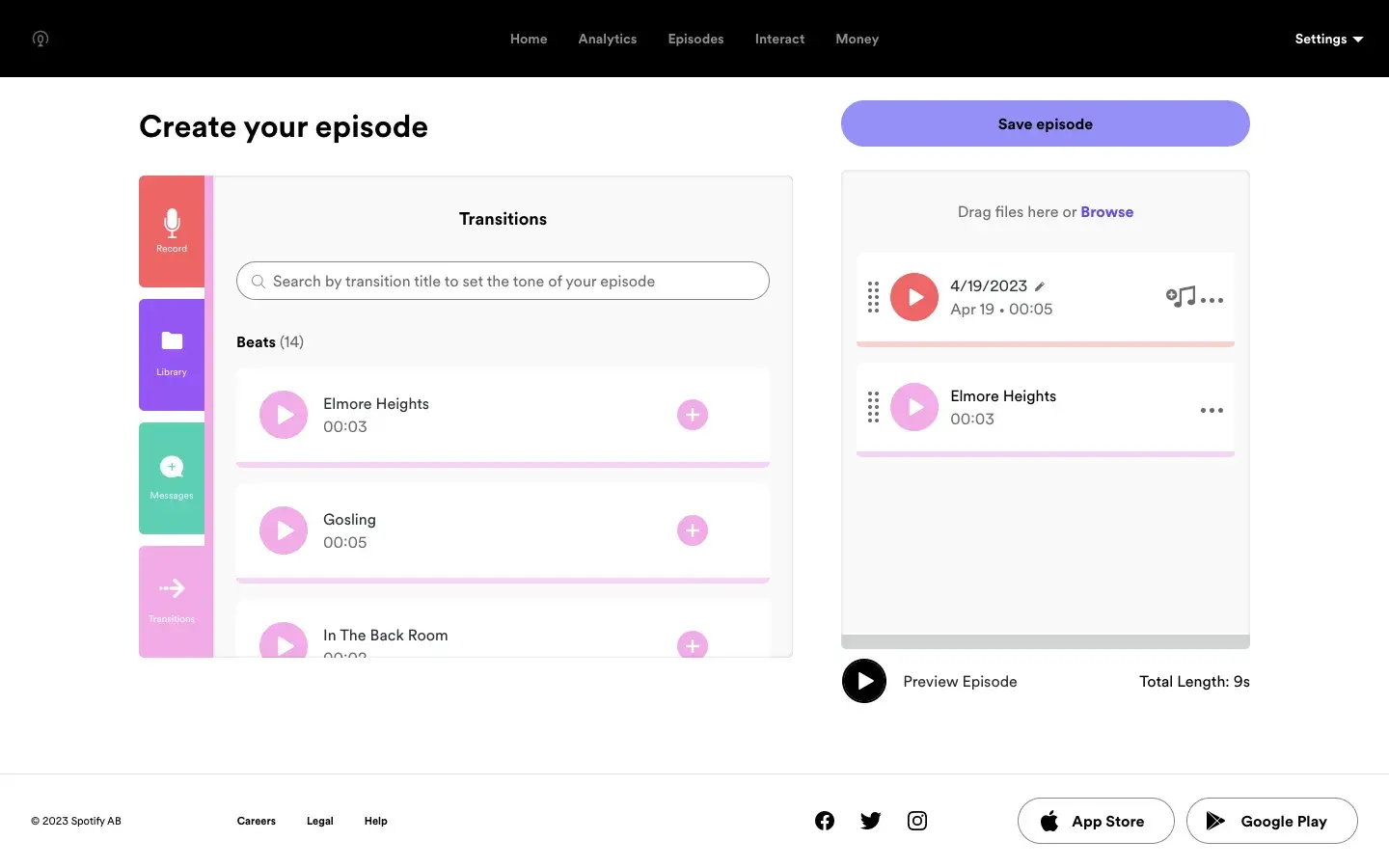 theres a drag and drop builder for putting your podcast on spotify