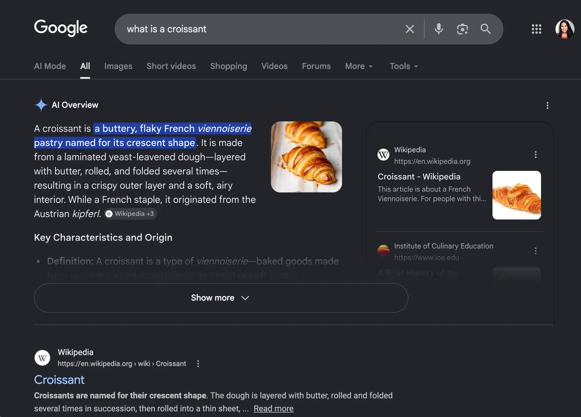 how to rank in ai overviews, what is a croissant ai overview example