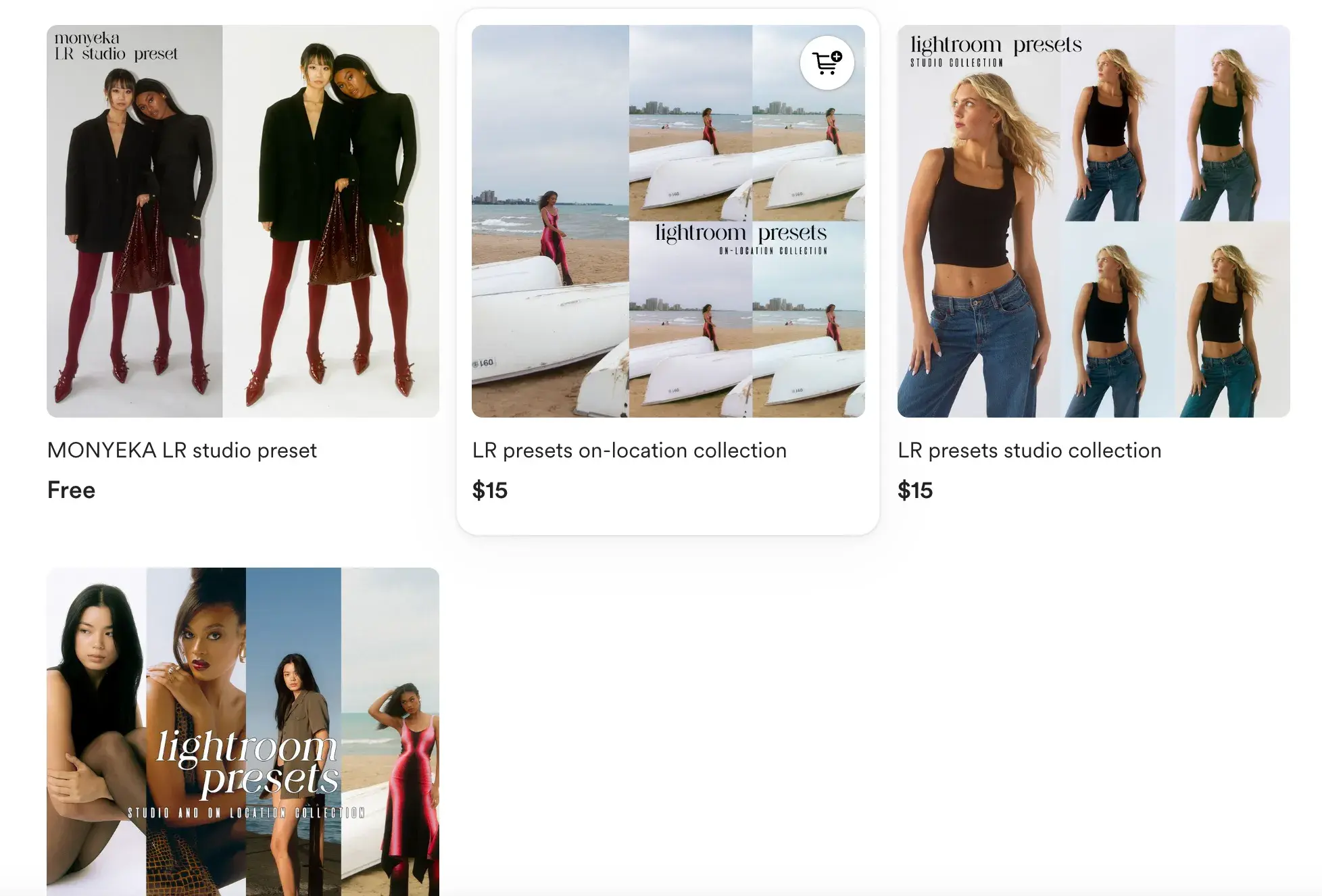a screenshot of monyekas, a chicago-based photographer, lightroom presets