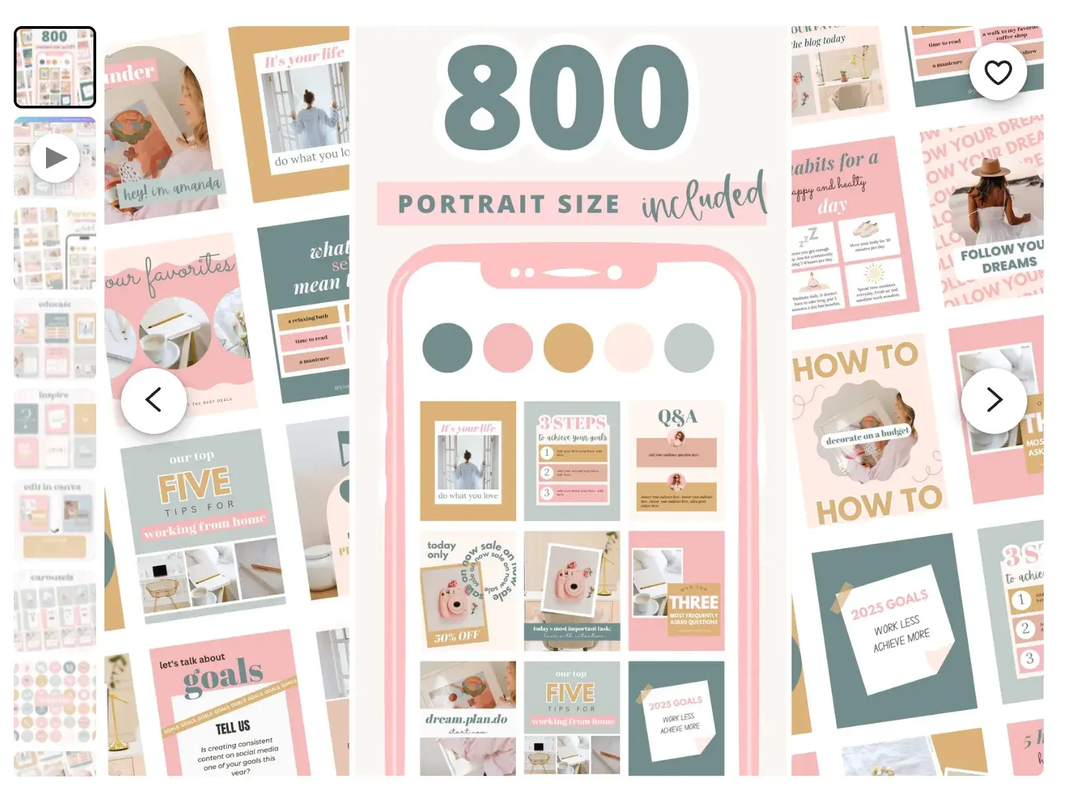 a screenshot of various pastel social media templates from an etsy users storefront