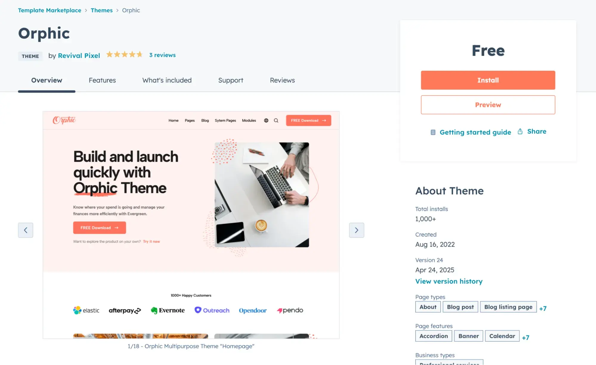 orphic hubspot website theme