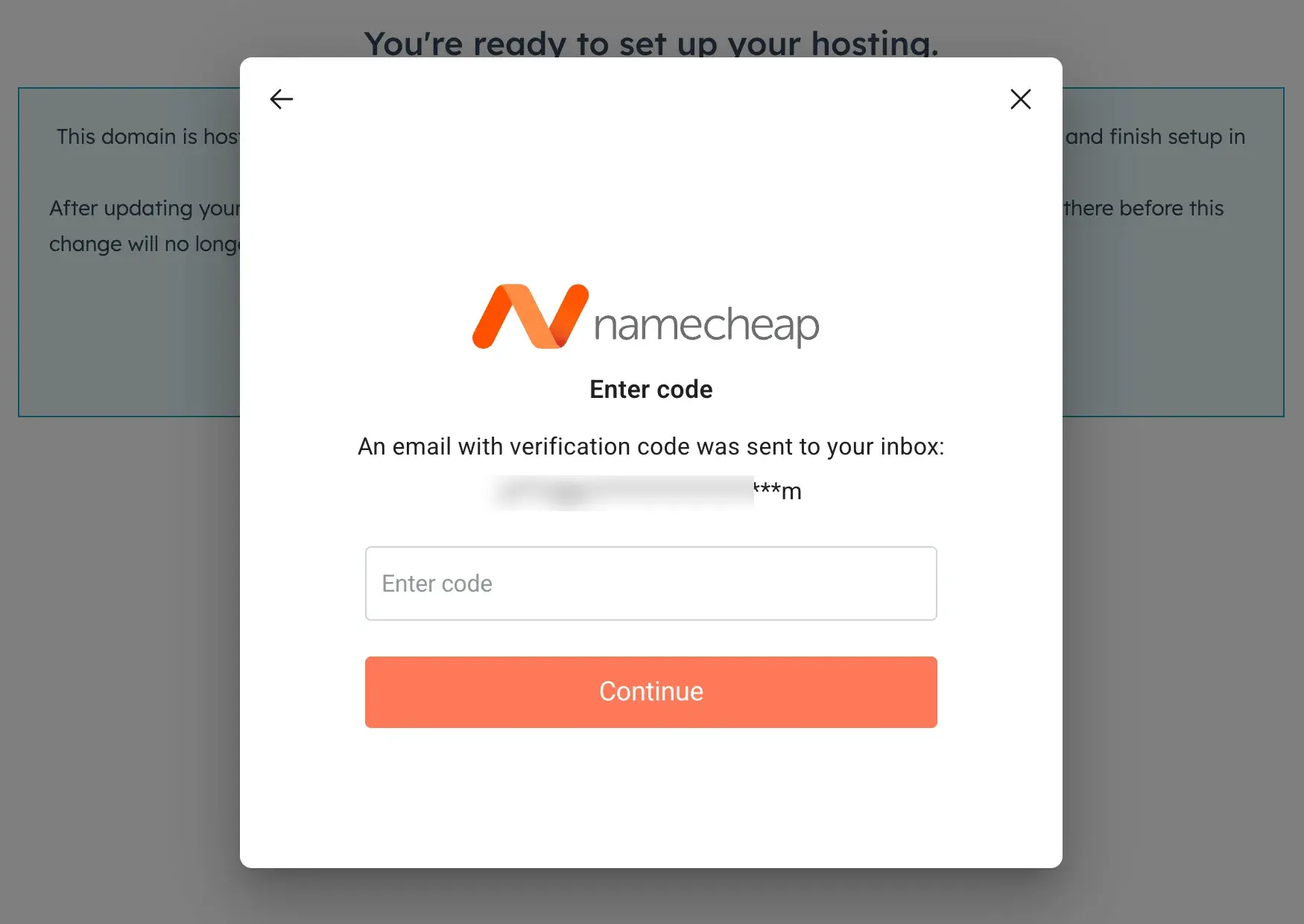 a hubspot popup prompting the user to enter a verification code