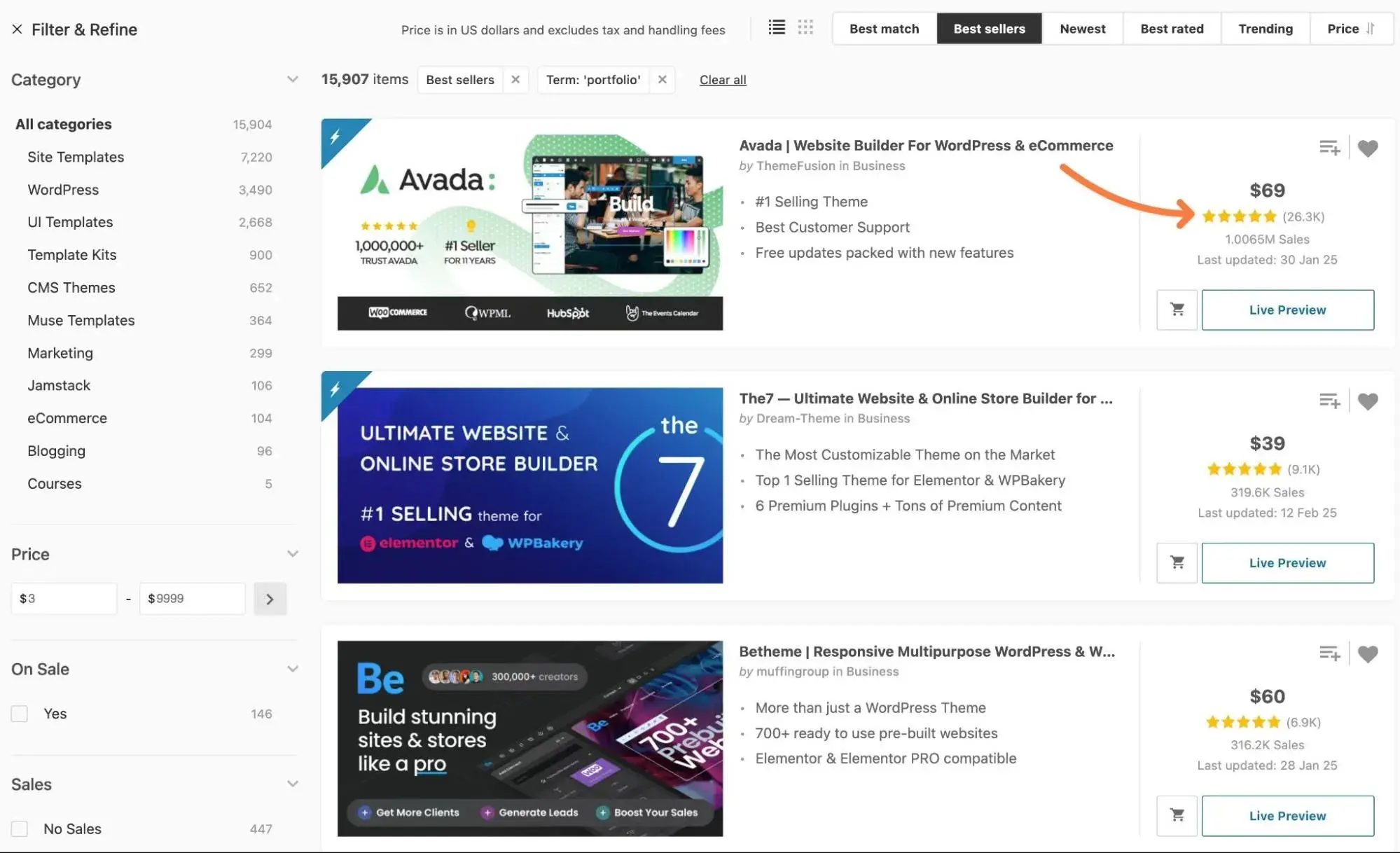 user reviews for website templates at themeforest
