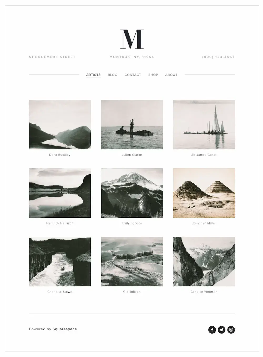 the montauk website template for squarespace