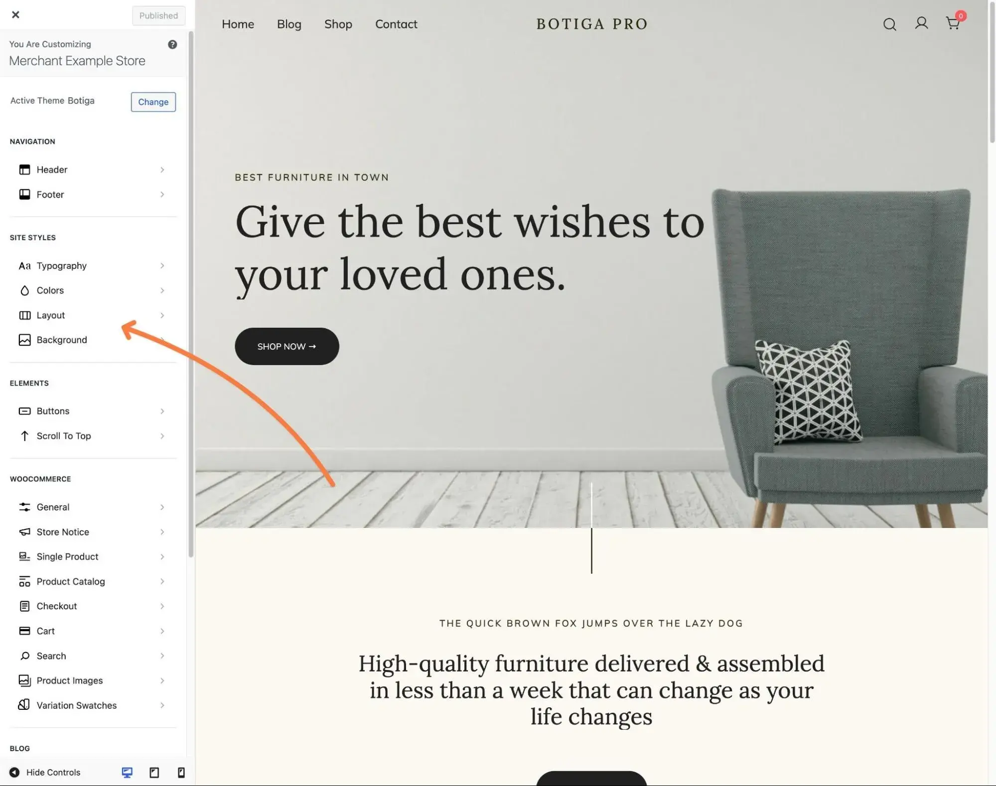 an example of how to use a website template that relies on the wordpress customizer.