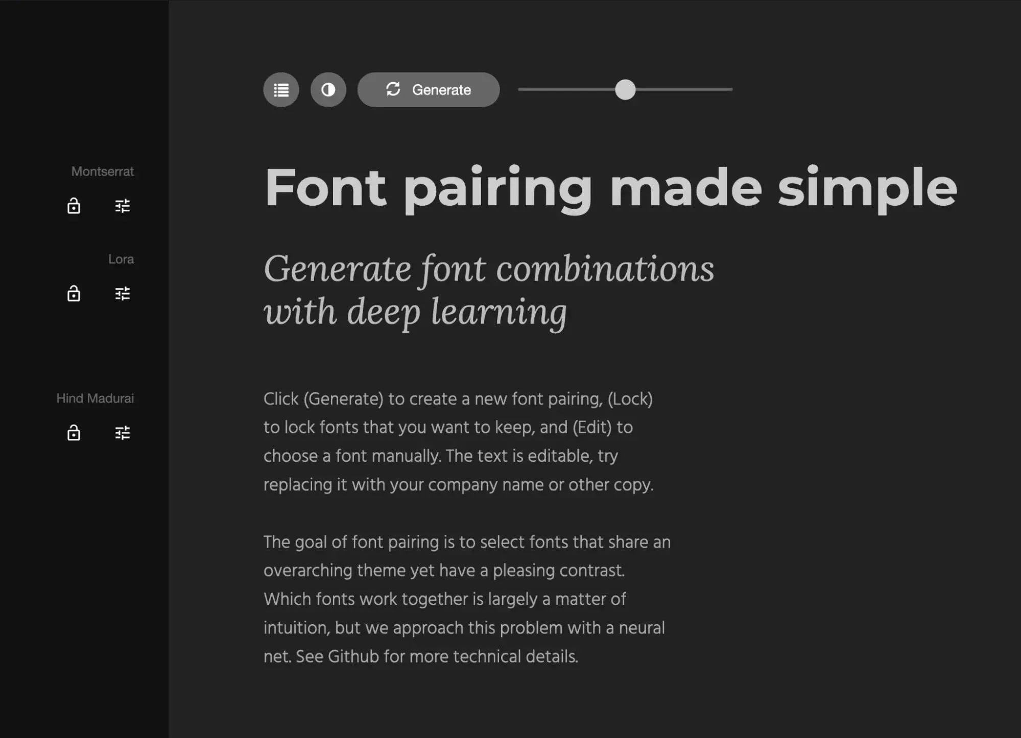 how to use a website template: using fontjoy to generate unique font pairings.