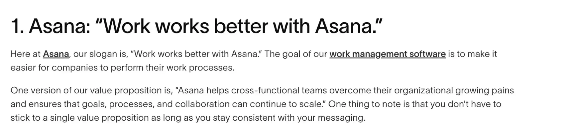 asana value proposition example