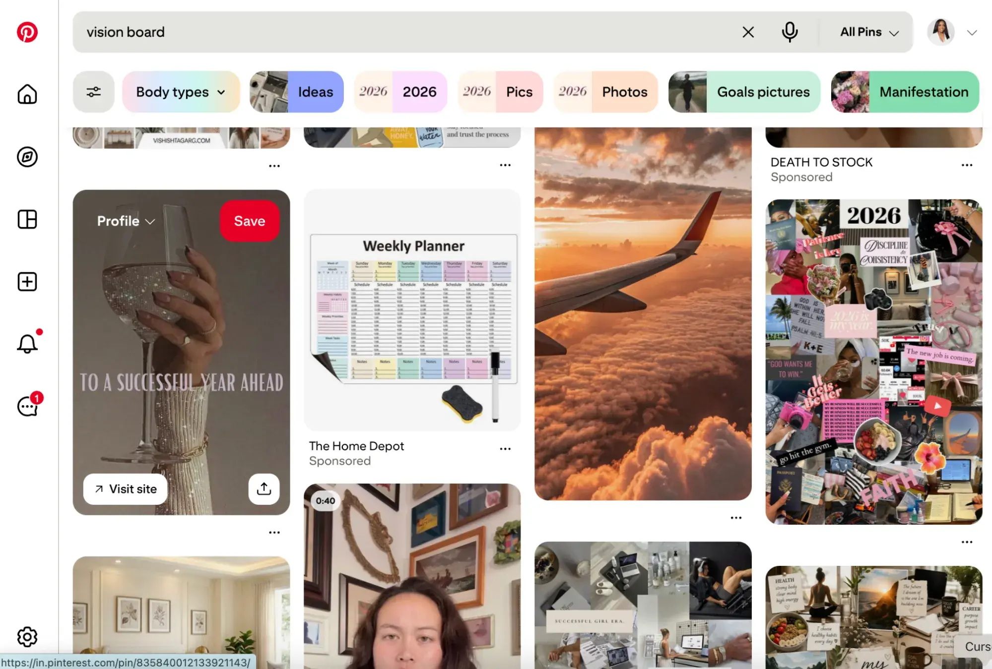 html css projects example: Pinterest-style vision board with photos and text cards in an asymmetric grid