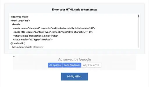 html email marketing, compress code