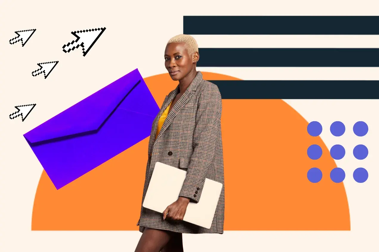 woman uses html email table at work