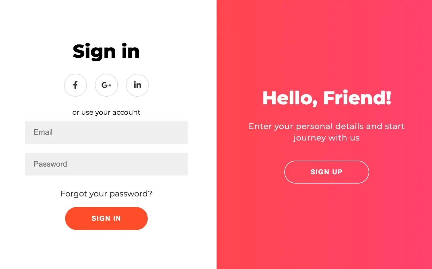 free html form template with sliding animation for login and signup
