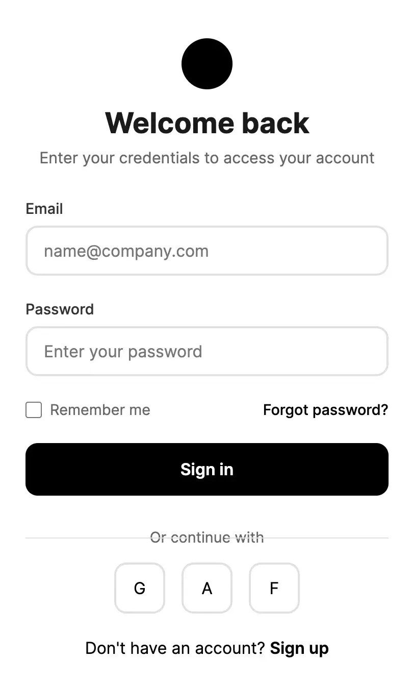 simple html form template for login with email and password