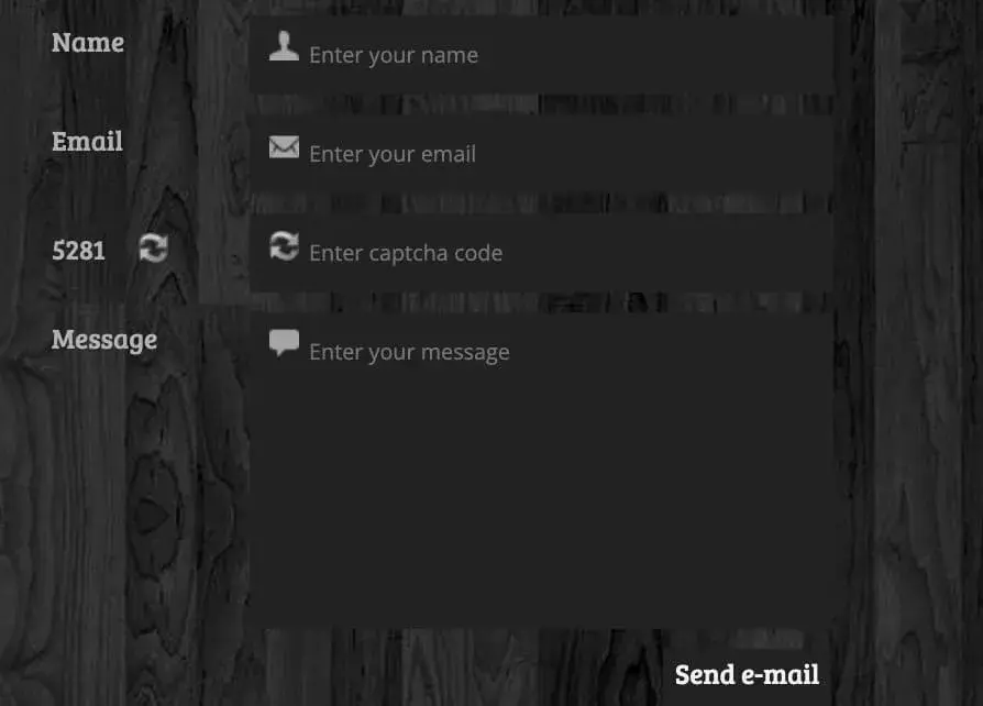 free html template for contact form with name, email, message, and captcha