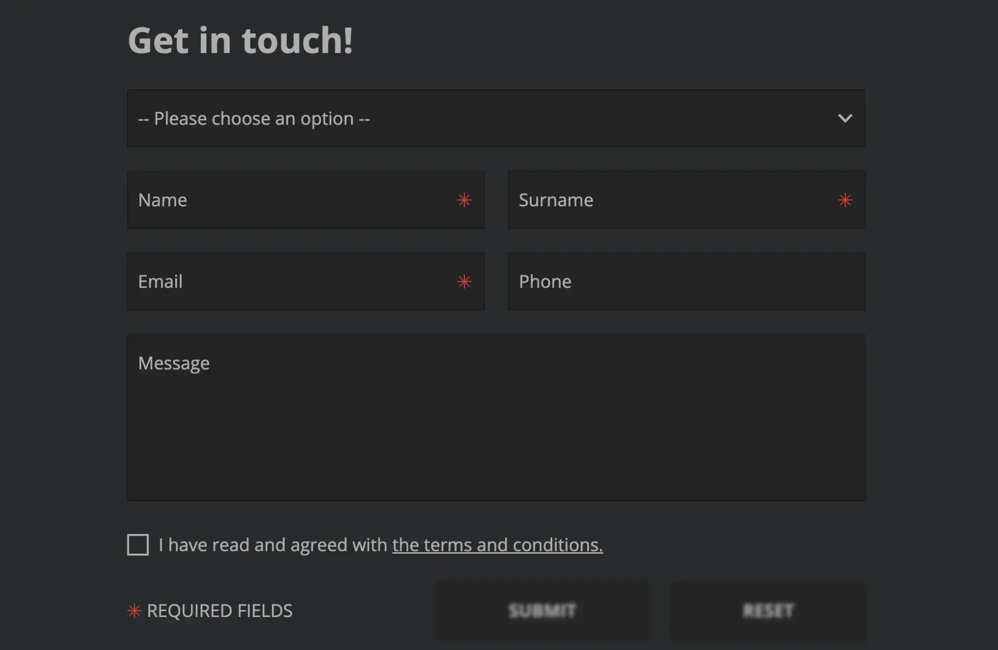 free html form template with required contact fields