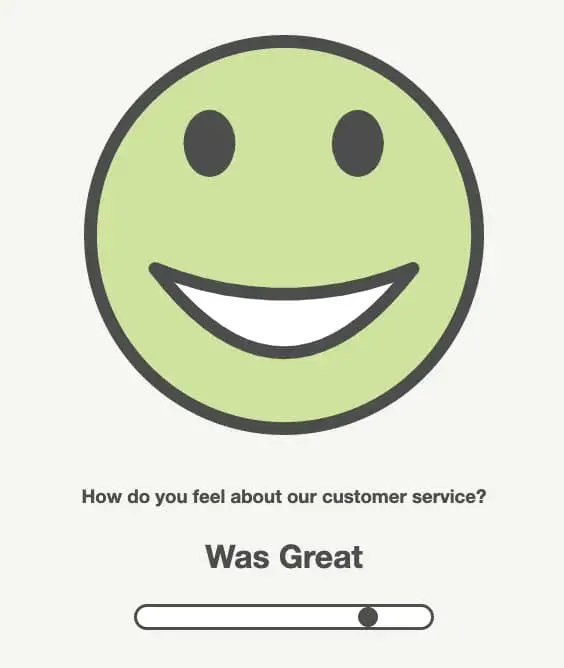 free html form template for customer feedback with adjustable smiley face based on customer experience